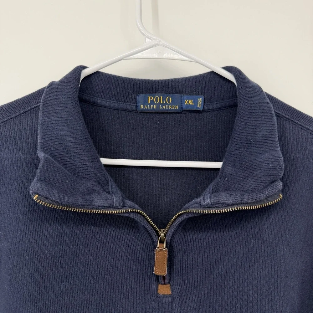 Polo Ralph Lauren 1/4 Zip Pullover Sweater Navy‎ Blue Men's Size XXL 2XL Preppy